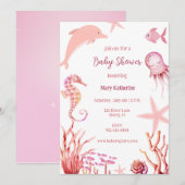 Invitation Rose sous le baby shower marin (Devant / Derrière)