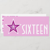 Invitation Rose Star 'SIXTEEN blanc rose long (Devant / Derrière)