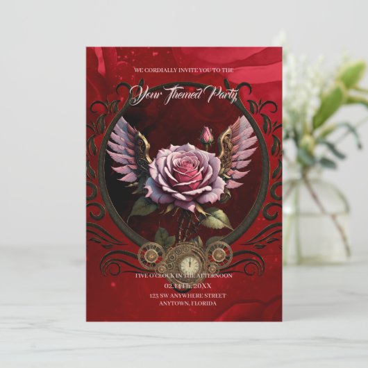Invitation Rose Steampunk (Debout devant)