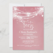Invitation Rose String Lights 40e fête d'anniversaire (Devant)