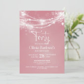 Invitation Rose String Lights 40e fête d'anniversaire (Debout devant)