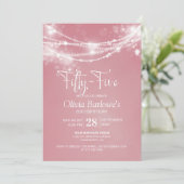 Invitation Rose String Lights 55e fête d'anniversaire (Debout devant)