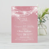 Invitation Rose String Lights Surprise 90e fête d'anniversair (Debout devant)