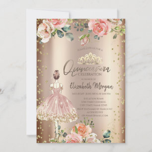 Invitation Rose Stylish Girl, Diamonds Cooper Quinceañera
