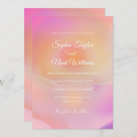 Invitation Rose Sunrise Gradient esthétique (Devant / Derrière)