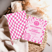 Invitation Rose Super Sourire Visage Rétro Anniversaire