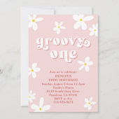 Invitation Rose Super un premier anniversaire Retro Daisy (Devant)