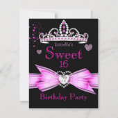 Invitation Rose Sweet 16 Anniversaire Diamond Tiara (Devant)