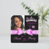 Invitation Rose Sweet 16 Anniversaire Diamond Tiara Photo 2 (Debout devant)
