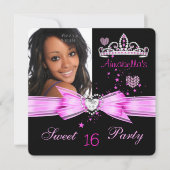 Invitation Rose Sweet 16 Anniversaire Diamond Tiara Photo 2 (Devant)