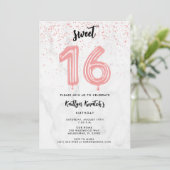 Invitation Rose Sweet 16 Seizième fête d'anniversaire (Debout devant)