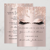 Invitation Rose Sweet 16th Parties scintillant Drips Maquilla (Devant / Derrière)