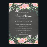 Invitation rose sweet sixteen<br><div class="desc">Jolie couleur rose et pêche douce à l'aquarelle florale design sur arrière - plan de tableau noir. Nous avons utilisé des oeuvres d'art de : www.createthecut.com</div>