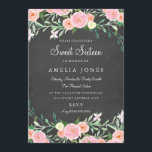 Invitation rose sweet sixteen<br><div class="desc">Jolie couleur rose et pêche douce à l'aquarelle florale design sur arrière - plan de tableau noir. Nous avons utilisé des oeuvres d'art de : www.createthecut.com</div>