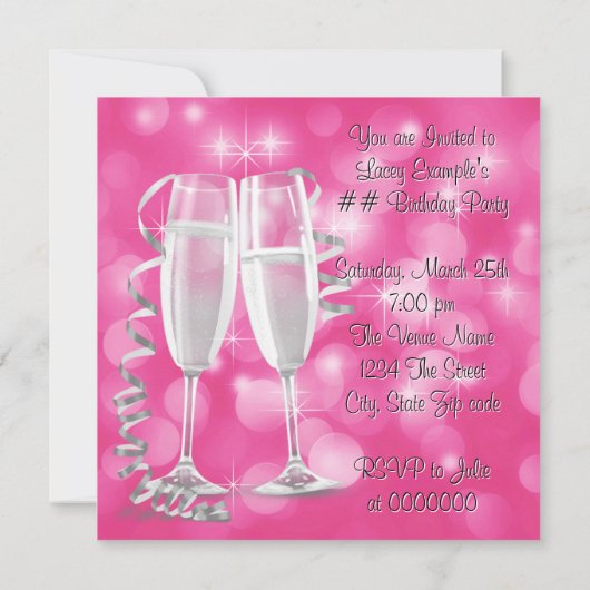 Invitation Rose talons hauts N'importe quel nombre Anniversai (Dos)