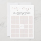 Invitation Rose Taupe Calligraphie Baby shower Bingo Game Car (Devant)