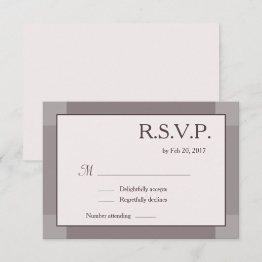 Invitation Rose taupe gris clair lilas moderne mariage RSVP (Devant / Derrière)