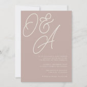 Invitation Rose Taupe | Mariage de monogramme de filigrane de (Devant)