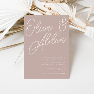 Invitation Rose Taupe Mariage filigrane de script