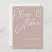 Invitation Rose Taupe | Mariage filigrane de script (Devant)