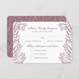 Invitation Rose Taupe Mariage Vintage Botanique