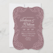 Invitation Rose Taupe Mariage Vintage Botanique (Devant)