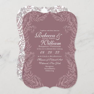 Invitation Rose Taupe Mariage Vintage Botanique