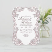 Invitation Rose Taupe rose violet Mariage Vintage Botanique (Debout devant)