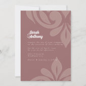 Invitation Rose Taupe savoureux Élégant Script Mariage damass (Devant)