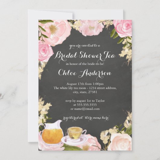 Invitation rose & Teacup Fête des mariées de table (Devant)
