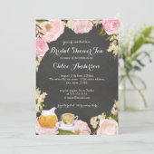 Invitation rose & Teacup Fête des mariées de table (Debout devant)