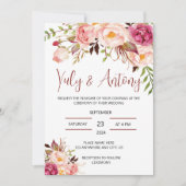 Invitation Rose template Invitación para boda floral acuarela (Devant)