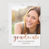 Invitation Rose tendance Gold Graduation Party Photo Invitati (Devant)