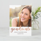 Invitation Rose tendance Gold Graduation Party Photo Invitati (Debout devant)