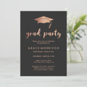 Invitation Rose tendance Gold Graduation Party Photo Invitati (Debout devant)