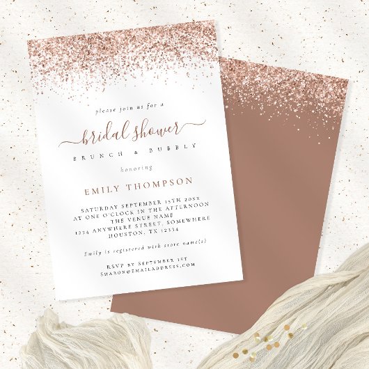 Invitation Rose tendance Parties scintillant or nuptiale de l
