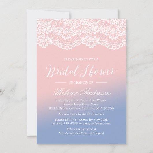 Invitation Rose tendance Quartz Serenity Lace Fête des mariée (Devant)