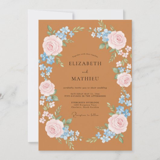 Invitation Rose Terracotta Fleurit Mariage (Devant)