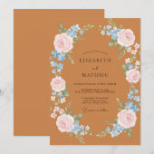 Invitation Rose Terracotta Fleurit Mariage (Devant / Derrière)