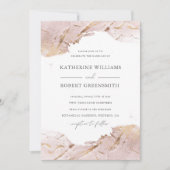 Invitation rose texturé fausse feuille d'or élégant Mariage (Devant)