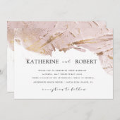 Invitation rose texturé faux feuille Mariage moderne (Devant / Derrière)