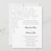 Invitation Rose Theme Beloved White Formal Classic Wedding (Devant)