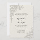 Invitation Rose Theme Graceful Ecru Formal Classic Wedding (Devant)