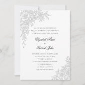 Invitation Rose Theme Graceful White Formal Classic Wedding (Devant)