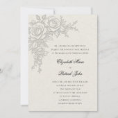 Invitation Rose Theme Timeless Ecru Formal Classic Wedding (Devant)