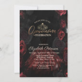 Invitation Rose, Tiara, Chic Roses Rouges Quinceañera (Devant)