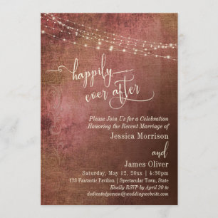 Invitation Rose & Toile de Jute Vintage Réception de Mariage