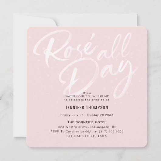 Invitation Rose toute la journée Blush Bachelorette Party Inv (Devant)