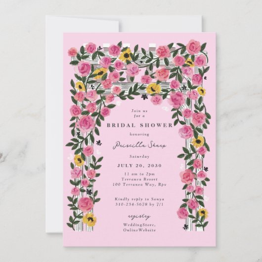 Invitation Rose Trellis Trellis Spring Garden Fête des mariée (Devant)