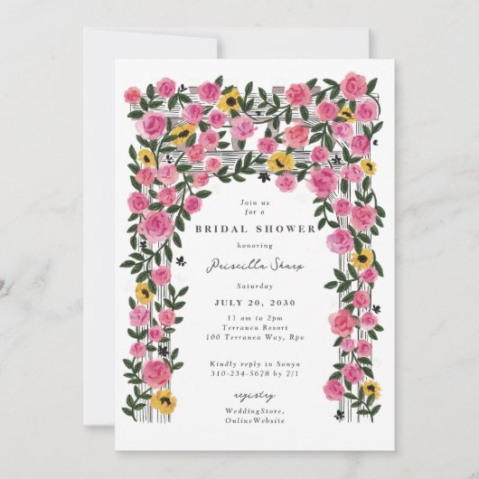 Invitation Rose Trellis Trellis Spring Garden Fête des mariée (Devant)